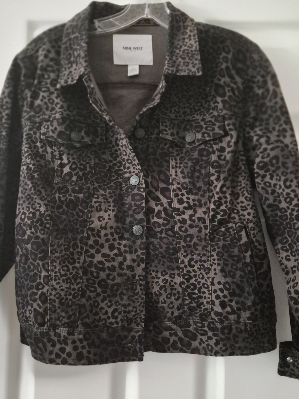 Nine West Women's Black Leopard Print Jacket